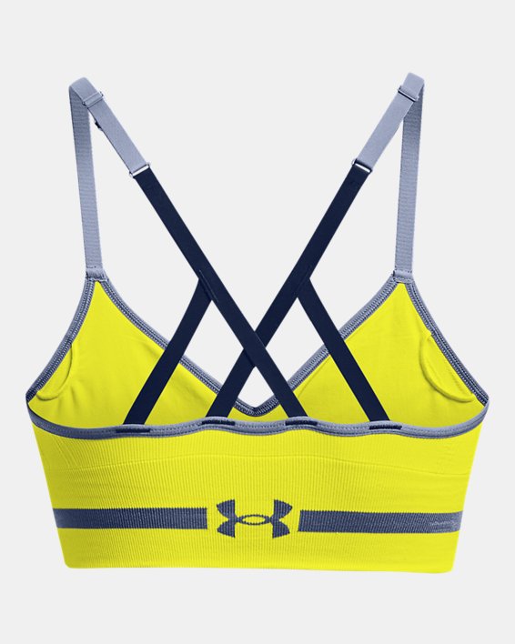 Damen UA Seamless Low Long Sport-BH, Yellow, pdpMainDesktop image number 11